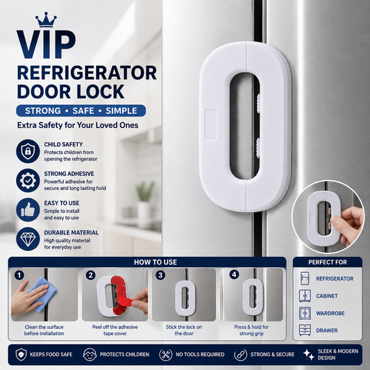 Fridge Lock – Child Safety Refrigerator Door Lock | Self-Adhesive Baby Proof Lock for Fridge, Freezer, Cabinets & Drawers**