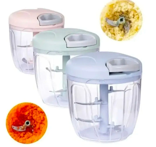 5-Blade Manual Food Chopper 500ml – Hand Pull & Push Vegetable, Onion, Garlic & Meat Cutter