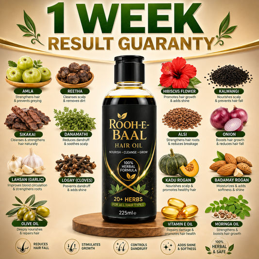ROOH-E-BAAL Herbal Hair Oil – 25+ Natural Herbs & Oils | Specially for Long Hair & Hair Growth