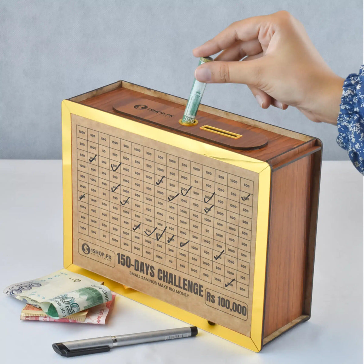 Wooden Umrah Saving Box – Premium 210,000 Goal Money Box