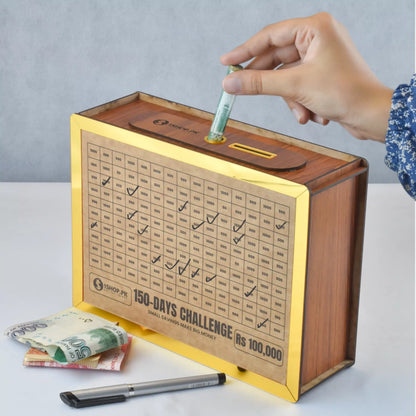 Wooden Umrah Saving Box – Premium 210,000 Goal Money Box