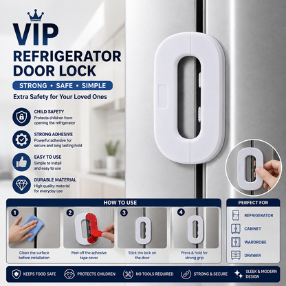 Fridge Lock – Child Safety Refrigerator Door Lock | Self-Adhesive Baby Proof Lock for Fridge, Freezer, Cabinets & Drawers**