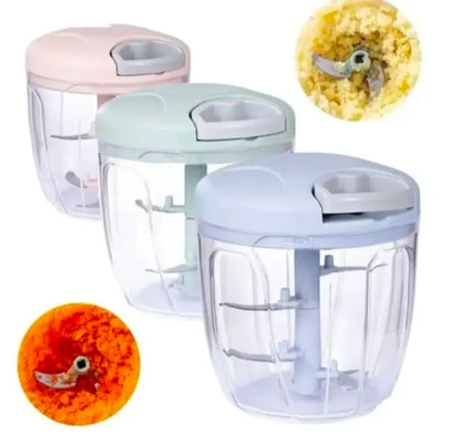 5-Blade Manual Food Chopper 500ml – Hand Pull & Push Vegetable, Onion, Garlic & Meat Cutter