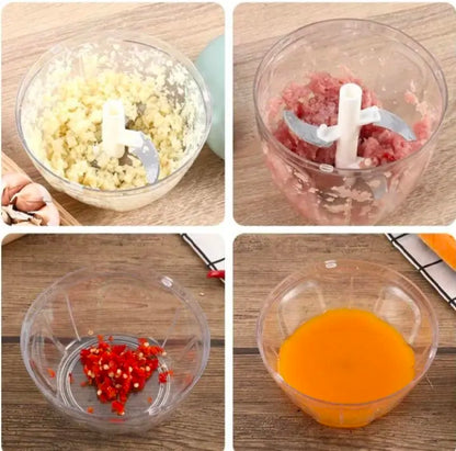 5-Blade Manual Food Chopper 500ml – Hand Pull & Push Vegetable, Onion, Garlic & Meat Cutter